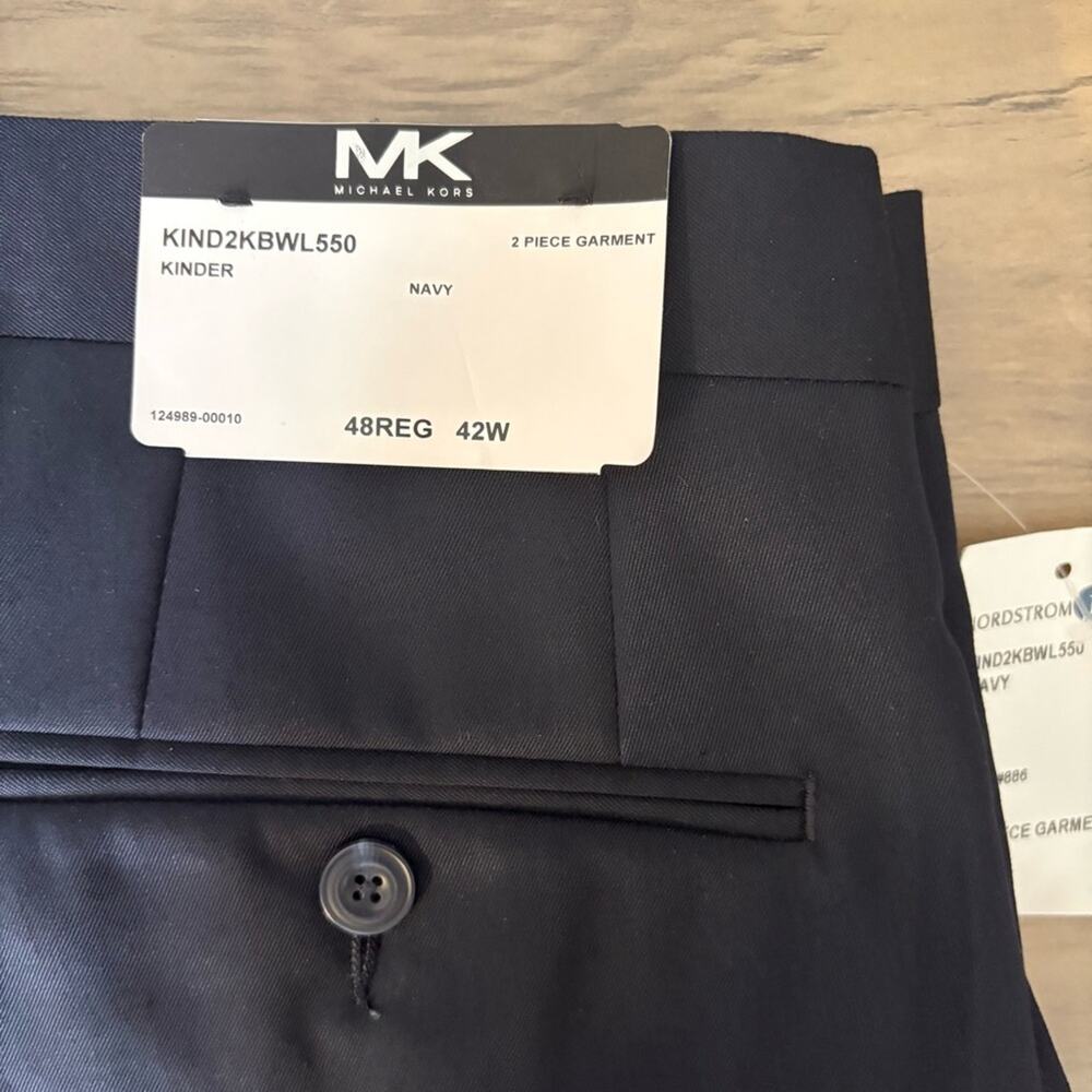 NWT Michael Kors Modern Fit Suit Separates Navy Blue Trouser Pants Size 42 - Picture 3 of 5